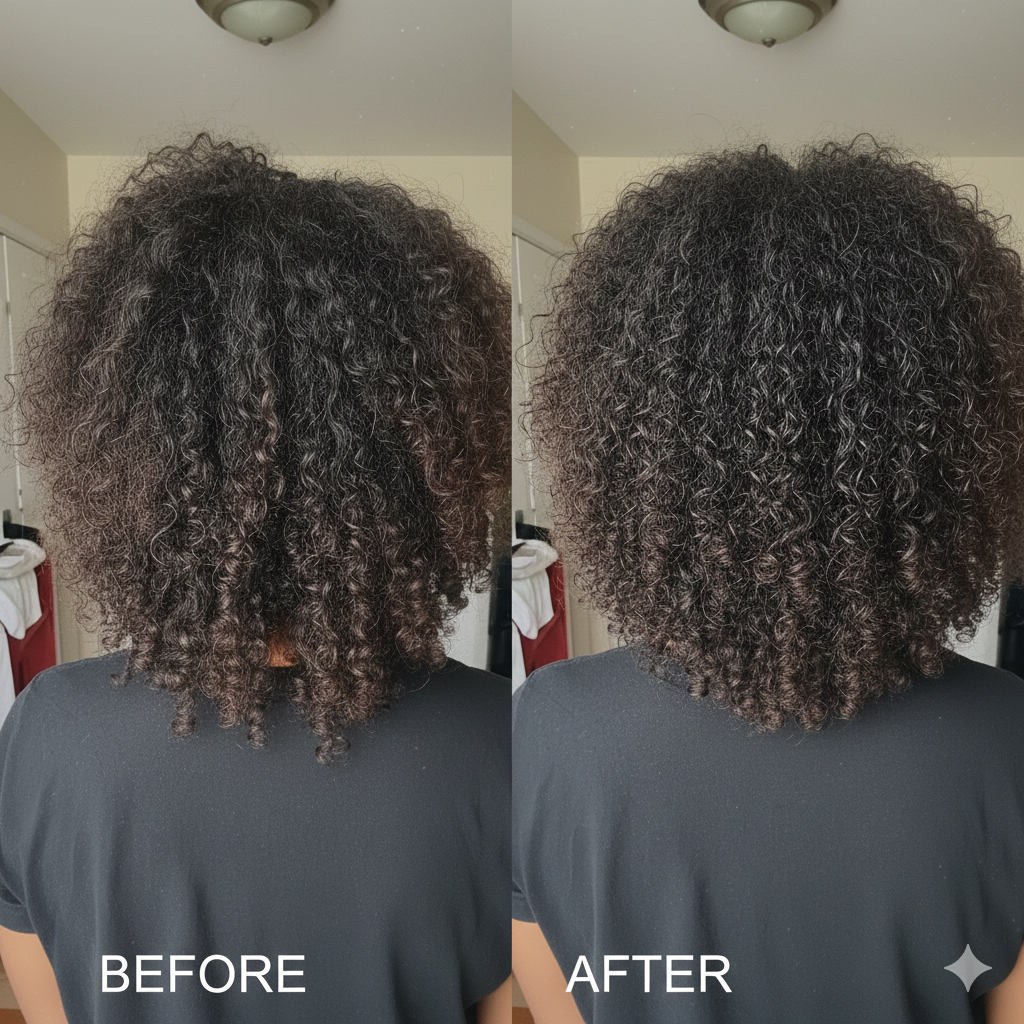 Curly hair transformation